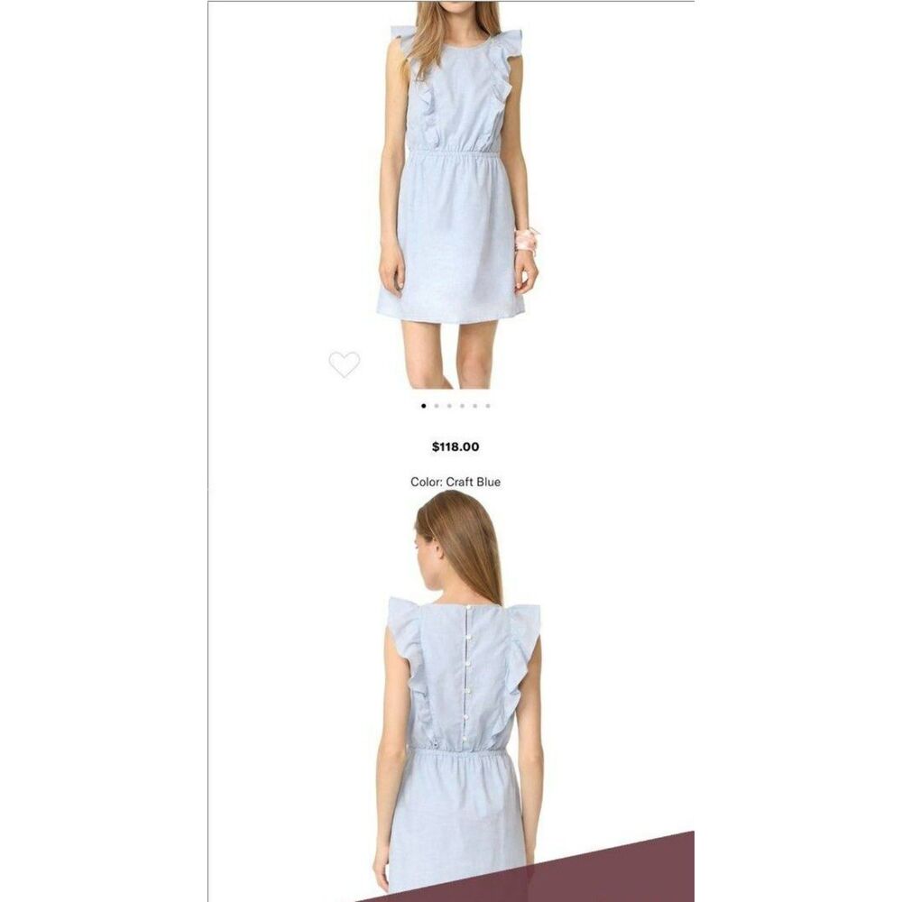 MADEWELL BELLFLOWER CHAMBRAY BLUE RUFFLE DRESS SIZE 00 NWOT - Picture 2 of 11